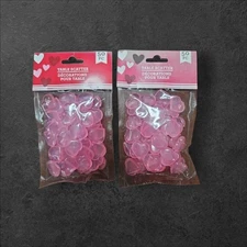 Valentine's Acrylic 50 Heart Shape Gems Vase Filler Table Scatter Pink Set of 2