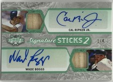 2022 Leaf Lumber Signature Sticks 2 Cal Ripken Jr. Wade Boggs Mem Autos! #SS2-02