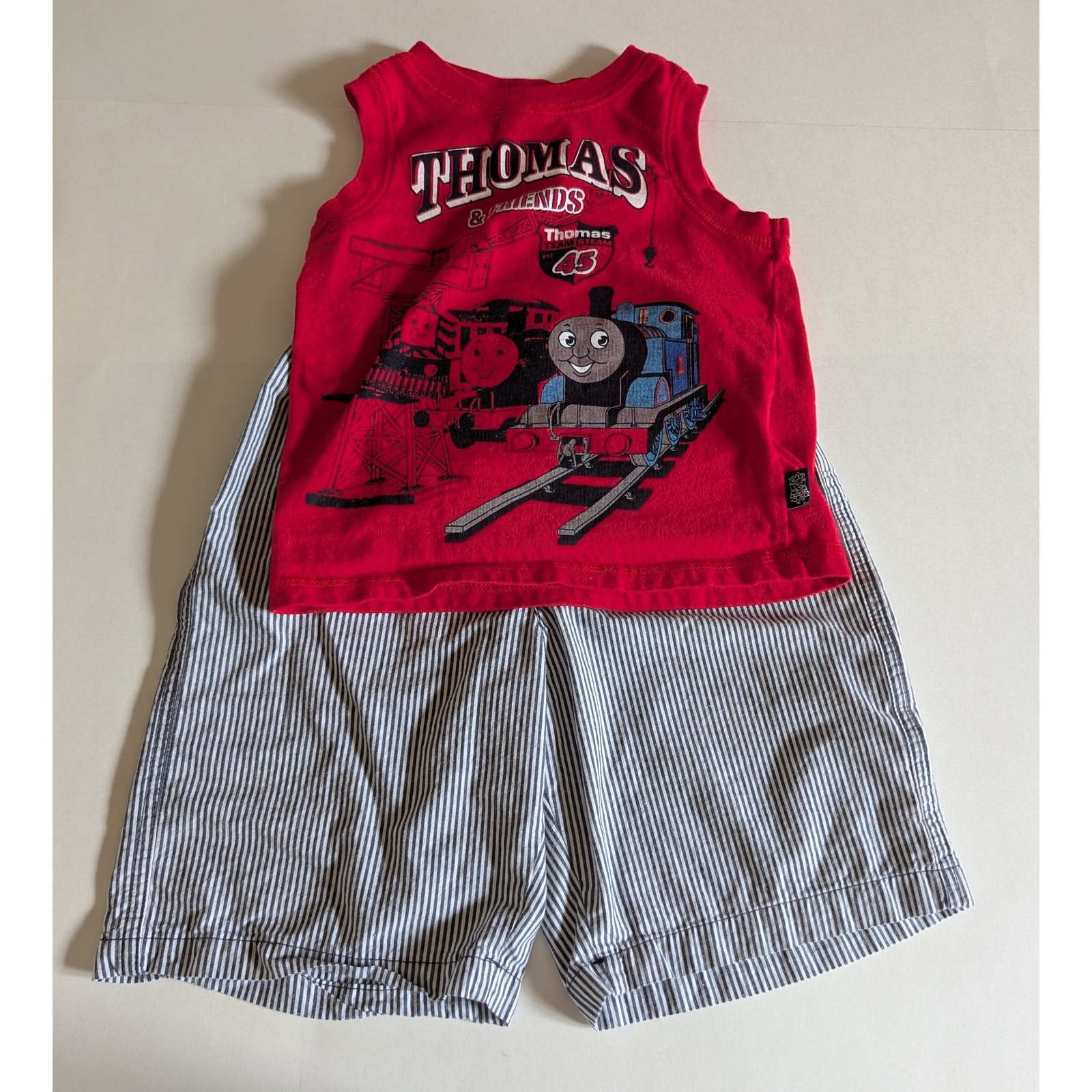 Vintage Thomas & Friends Red Tank & Pinstripe Shorts Set, 3T/4T Mixed