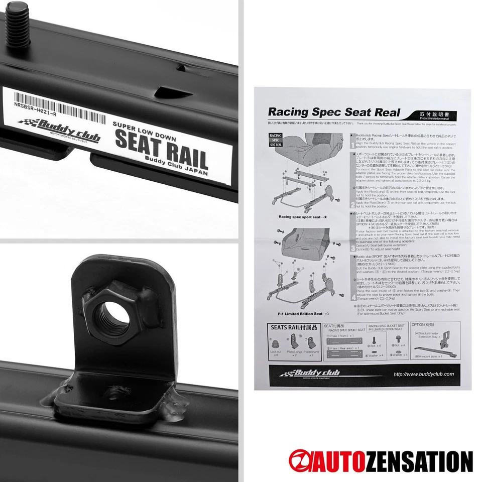 Right Side Fit 2016-2021 Honda Civic Buddy Club Racing Seat Rail Bracket Track Foto 3 de 3