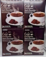 Cafe Escapes Dark Chocolate Hot Cocoa, Keurig K-Cup Pod, 96Count, 10/25