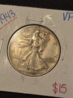 Beautiful 1943 Liberty Walking Silver Half Dollar Coin VF+