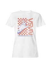 Officially Licensed Nasa Retro Space Shuttle Checkered Women's T-shirt