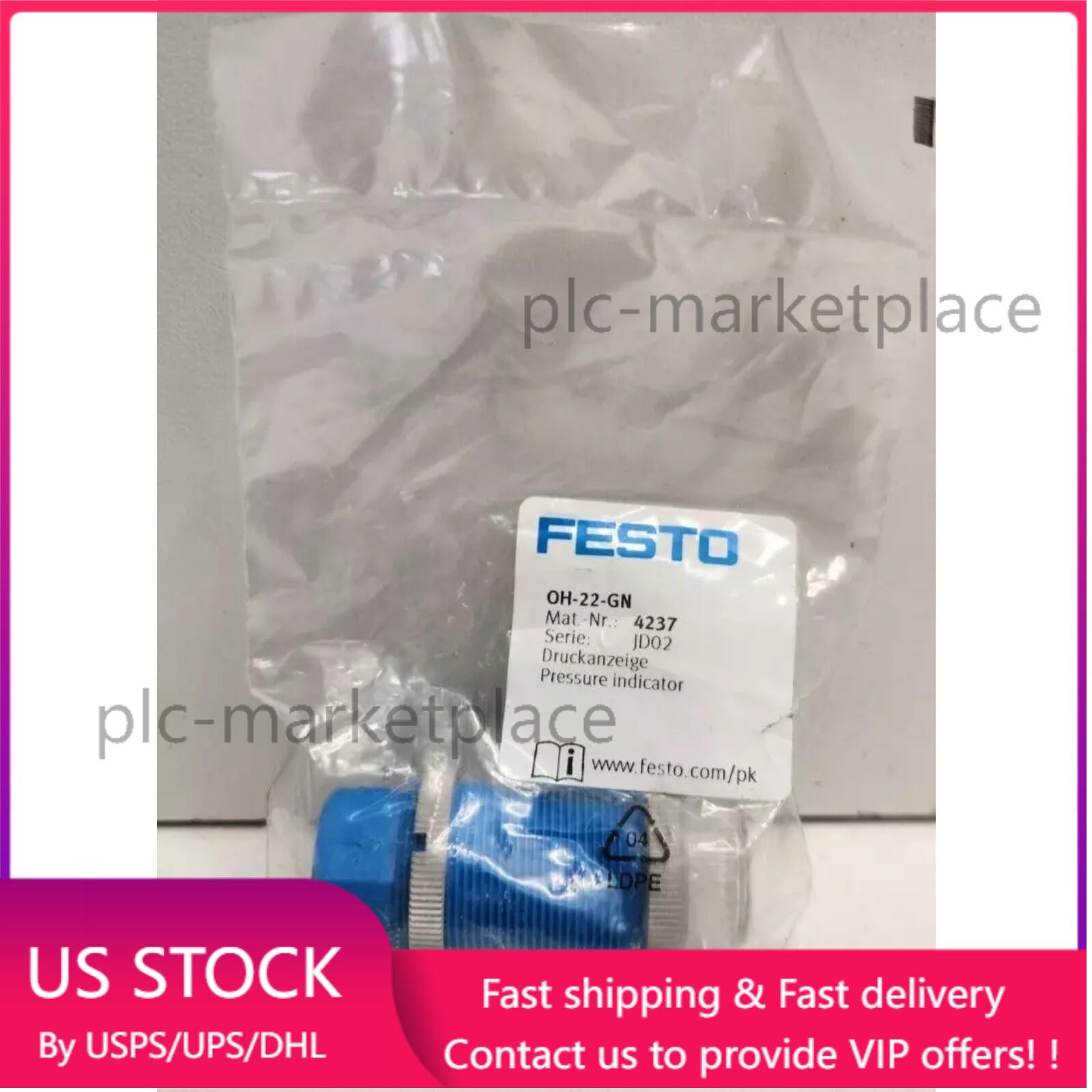 US FREE TAX New Festo OH-22-GN 4237 Pressure gauge