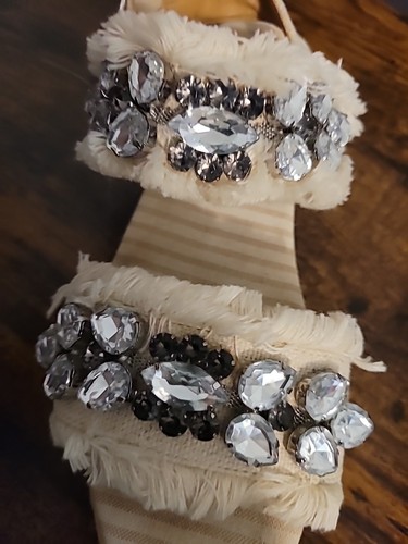 Zara Jeweled Sandals Espadrille 7.5 very Sparkly no missing Stones preowned - Picture 10 of 13