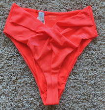 American Eagle Aerie Women's Sz Med Textured High Cut Cheeky Bikini Bottoms NEW