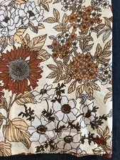 Vintage 70s Sketchbook Floral Twin Flat Sheet...