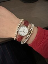 Hermes Arceau 25mm Quartz Women's Watch Vintage Red/Silver