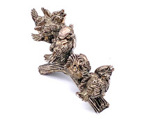Deko Vintage Vogel Skulptur V&ouml;gel auf Ast detailliert verarbeitet VERSILBERT