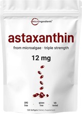 Micro Ingredients Astaxanthin 12mg, 120 Softgels, Natural Antioxidant