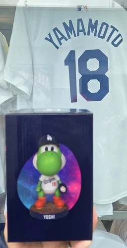 2026 Yoshi Dodgers Yamamoto Super Mario Bobblehead 3/31/26 SGA Nintendo Movie
