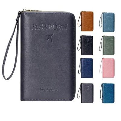 Multi-Functional RFID Passport Wallet,Travel 7 x 4.5 x 0.7 inches, Grey 