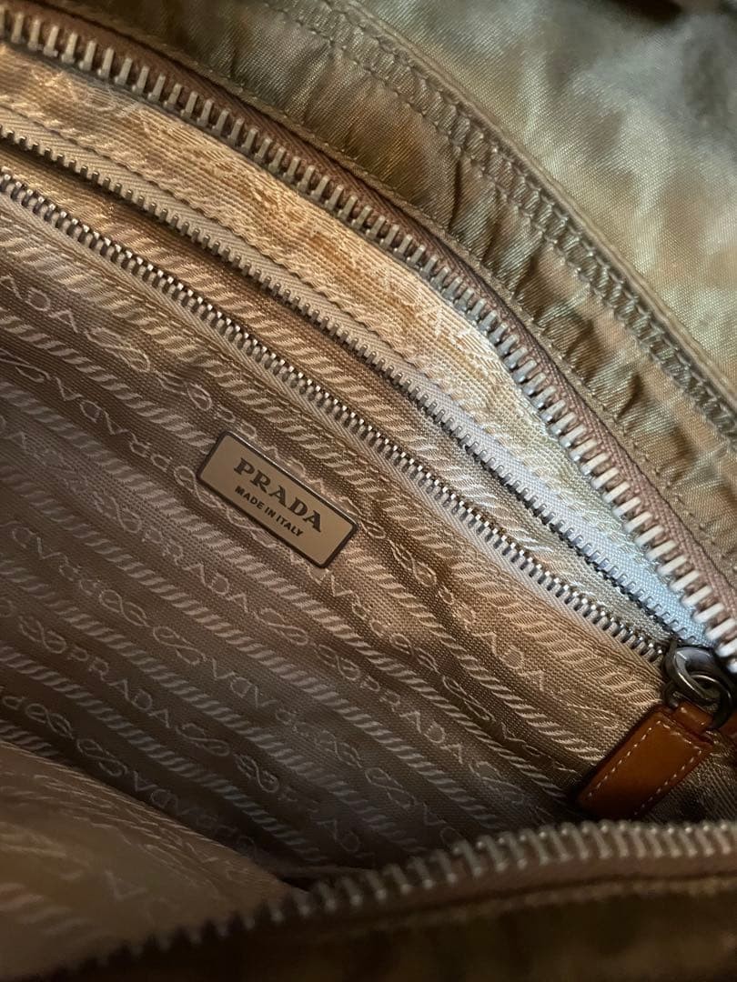 Rare Vintage PRADA Nylon Leather Tote Shoulder Bag Metal Buckle Olive Navy thumbnail 8