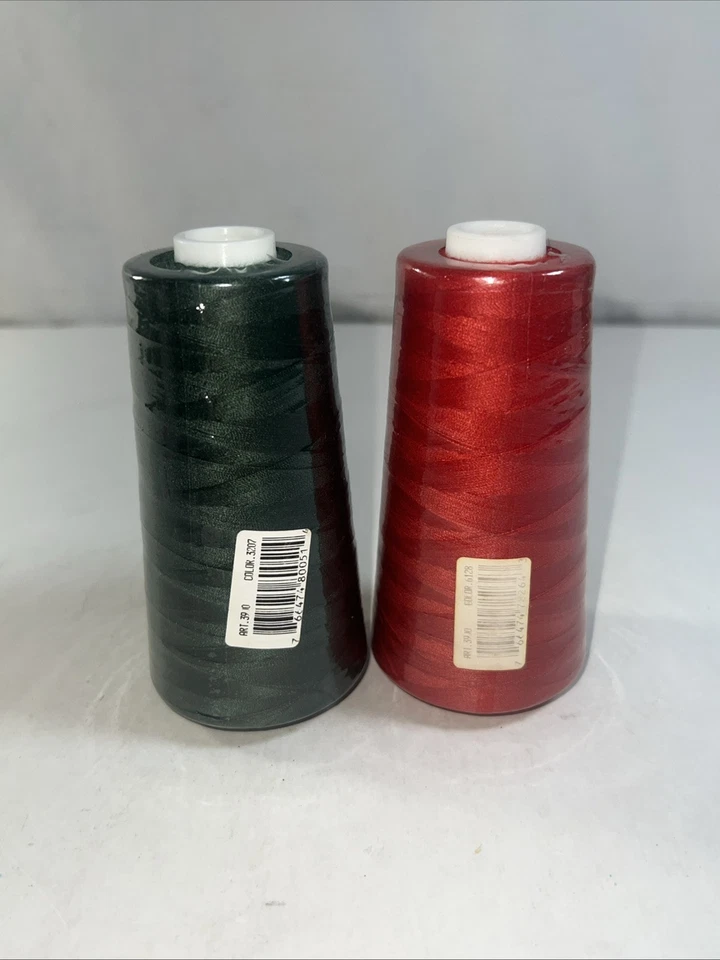 Overlock thread 100% Spun Polyester 3000 Yards Priced Sew Rlght 2pc Red/Green - Image 3 of 4