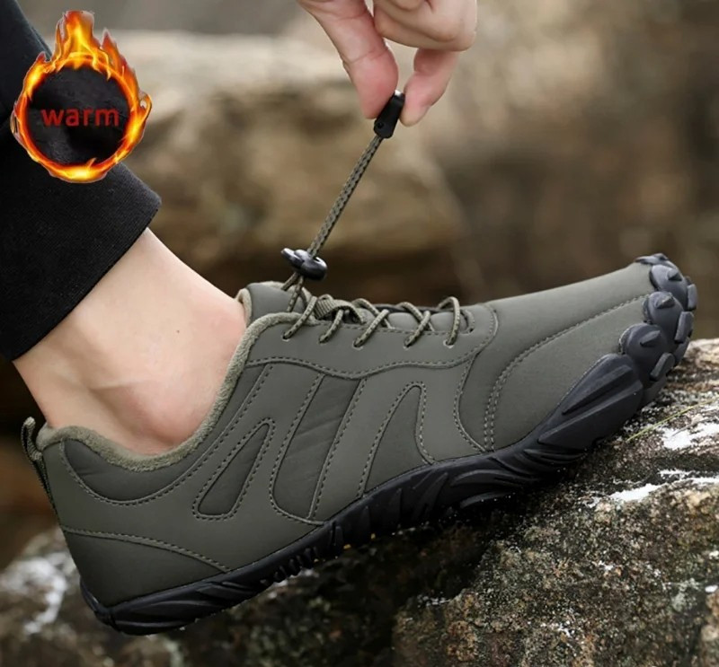 Zapatos de invierno para senderismo descalzos para hombre impermeables punta ancha cálidos al aire libre