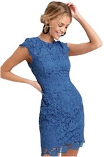 NWT Lulus Romance Blue Lace Backless Party Cocktail UK Kentucky Dress -Small