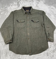Vintage Woolrich Shirt Mens XL Green Wool Button Flannel Shacket Heavy USA 80s