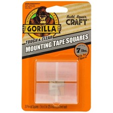 Gorilla 6067202 Clear  Tough Double-Sided Mounting Tape Squares 1in. Pack of 6 