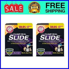  2 pack ARM  HAMMER Clump  Seal SLIDE, Easy Clean-up Clumping Litter, 38 lb