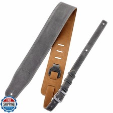 Nefelibata 3" Wide Extended Guitar Strap, Full Grain Cowhide Leat