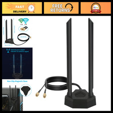 High-Gain Dual Band WiFi Antenna 8dBi 2.4GHz 5GHz Magnetic Base RP-SMA Adapter f