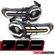 Fit 2007-2014 Toyota FJ Cruiser Black Projector Headlights LED Sequential Signal