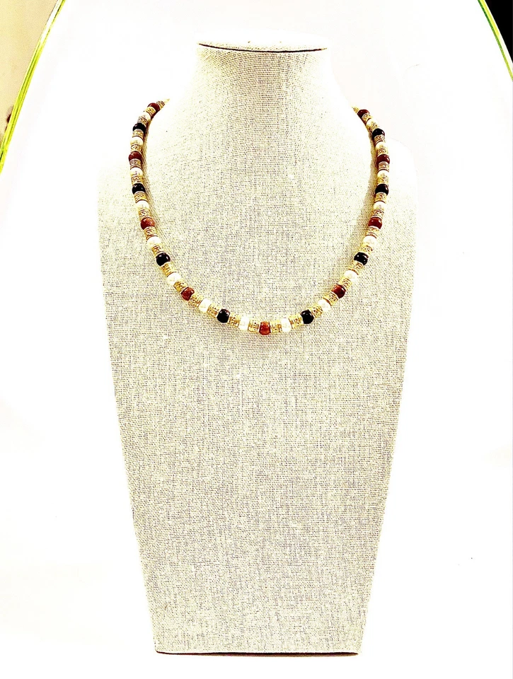 Collar Aventurina Natural Misaki Bizantino De Colección Tono Dorado Joyería Patrimonial Foto 3 de 4