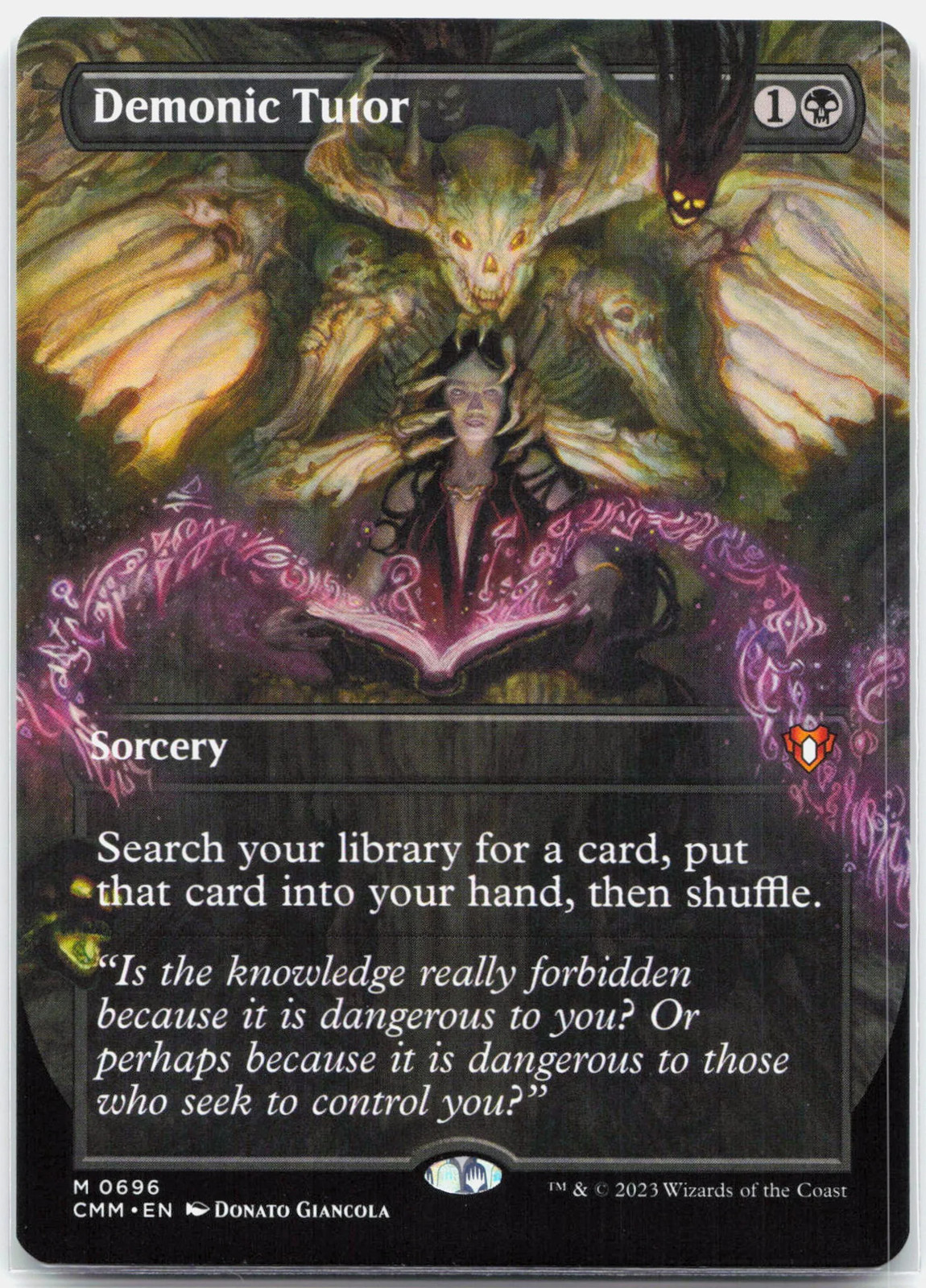 Demonic Tutor Borderless - 696 Commander Masters Mythic Magic - NM