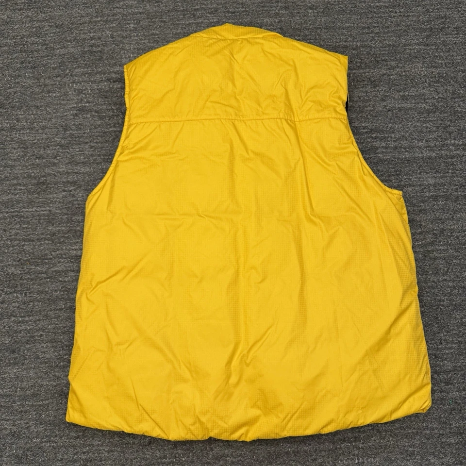 Chaleco acolchado Lands End para mujer medio azul amarillo reversible plumón de ganso al aire libre Foto 4 de 4