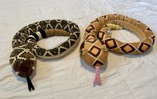 2 Plush Snake Stuffed Animals 54 Inches Rattlesnake w/ Inner Tail Rattles Flaws