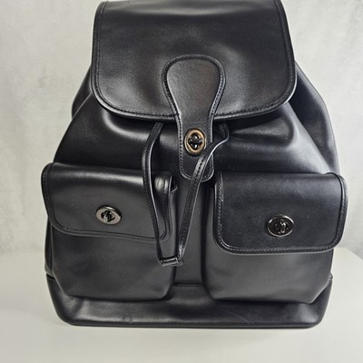 COACH Heritage Calf Leather Backpack C1265 Black