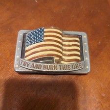 C J INC. 1991 American Flag Patriotic Belt Buckle USA America Maga 1453