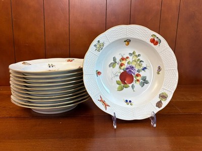 Herend Fruit & Flower (BFR) rimmed soup bowl set 11, 503 BFR, NICE