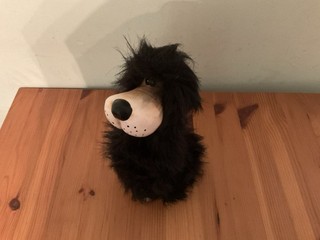 Black Fluffy Dog Ornament Ceramic