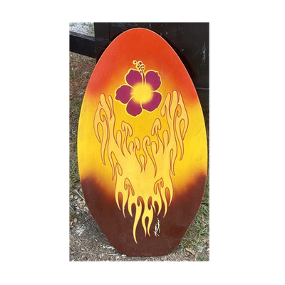 #ad Michael Stewart Skimboard Yellow Orange Flame Hibiscus Graphic Wood $30.00