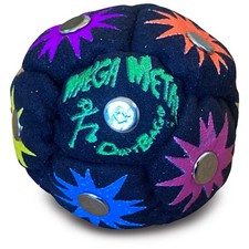 World Footbag DirtBag Mega Metal Hacky Sack BLACK/RAINBOW BNWT