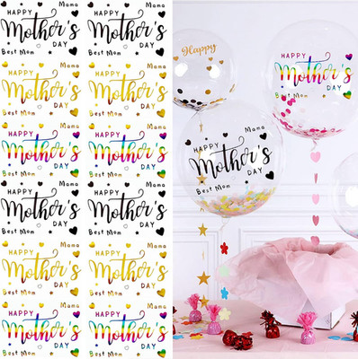 Mother'S Day Balloon Stickers Happy Mom Decals 12 Pcs Gold Black Rainbow Decor