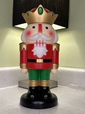 Holiday Time Light-Up Nutcracker 11'' Tabletop Christmas Decor Blow Mold Style