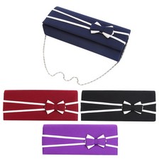 Premium Matte 2-Tone Bow Front Flap Clutch Evening Bag - Diff Colors Avail
