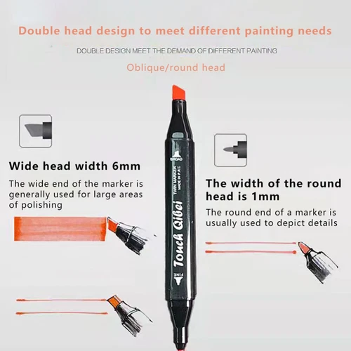 60 Color Marker Copic Pen Dual Headed Graphic Artist Sketch TOUCH Markers Set - Picture 12 of 16