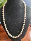 Cloisonne Necklace 21" White with Flowers, hand knotted, vintage jewelry