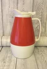 Vintage Insulated Carafe Coffee Tea Hot Water Plastic Red & White