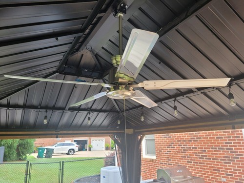 52" outdoor wooden solar ceiling fan 40W solar panel for porches patios gazebos - Picture 8 of 8