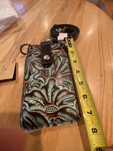 Patricia Nash Farleigh Leather Phone Crossbody Turquoise Tooled  NWT $129 - Picture 15 of 17