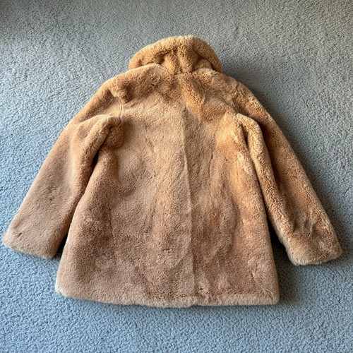 H&M Jacket Girls 10 Beige Faux Fur Coat Heavyweight Winter Trendy Parka - Picture 8 of 12
