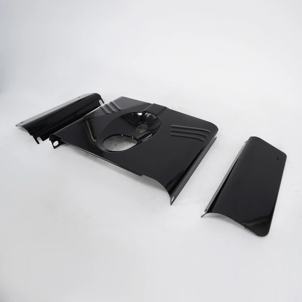 Kit de latas de faros de horquilla negras de 3 piezas para Harley 86-13 FLST 93-13 FLSTN Foto 3 de 4