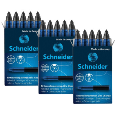 15x Schneider One Change Tintenrollerminen Tintenpatronen 0,6mm schwarz 185401