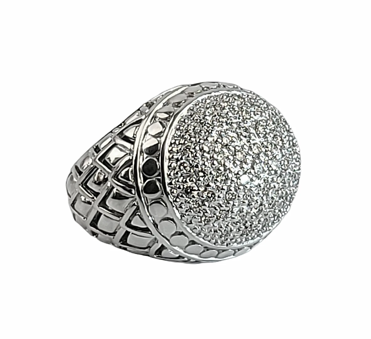 JOHN HARDY NAGA DOME STERLING SILVER PAVE DIAMOND 1.09 TCW RING SZ