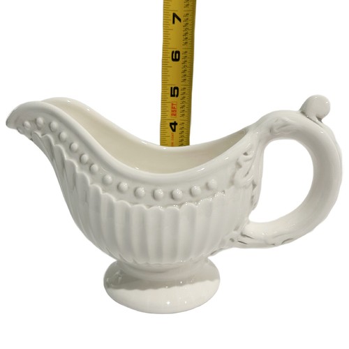 American Atelier Ironstone Sauciere Athene 5166 geprägt gerippte Punkte Sockel - Bild 7 von 9