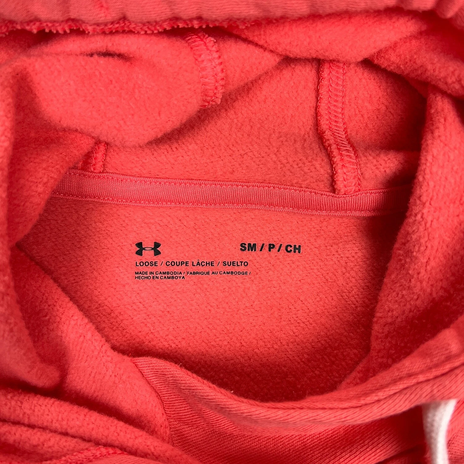 VETEMENTS Felpa Under Armour donna piccola rossa sciolta con cappuccio pullover pile coulisse